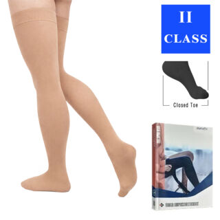 Панчохи антиварикозні Aurafix AV-109 з закритим носком 2 клас, бежеві