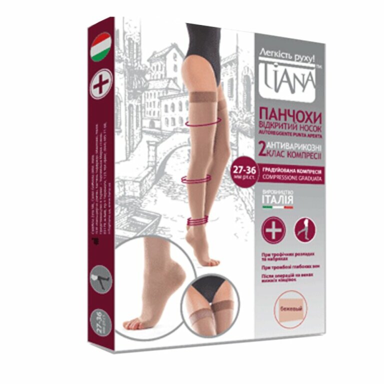 Панчохи з відкритим носком Tiana 2 клас компресії 27-36 мм рт.ст.