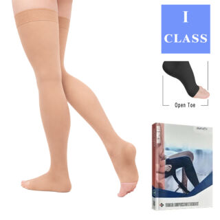 Компресійні панчохи Aurafix AV-102 з відкритим носком 1 клас, бежеві