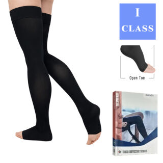 Панчохи антиварикозні 1 клас (18-21 mmHg) Aurafix AV-102 з відкритим носком, чорні