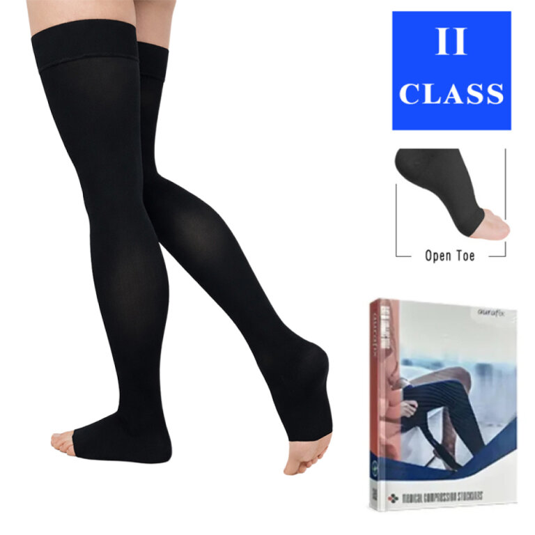 Панчохи антиварикозні Aurafix AV-108 з відкритим носком 2 клас, чорні