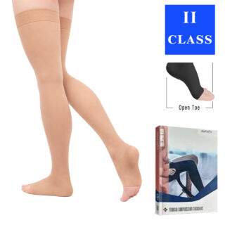 Компресійні панчохи 2 клас (23-32 mmHg) Aurafix AV-108 з відкритим носком, бежеві