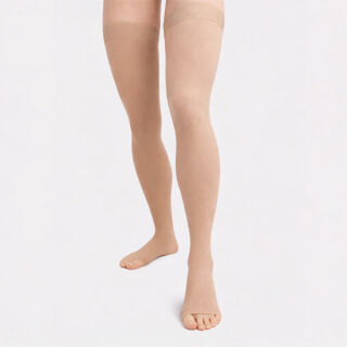 Компресійні панчохи 2 клас (23-32 mmHg) Aurafix AV-108 з відкритим носком, бежеві