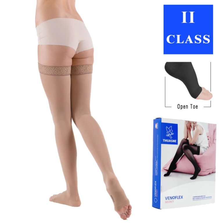 Компресійні панчохи 2 клас (15-20 mmHg) Thuasne Venoflex Secret 5925 04 з відкритим носком - золото
