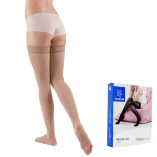 Компресійні панчохи 2 клас (15-20 mmHg) Thuasne Venoflex Secret 5925 04 з відкритим носком - золото