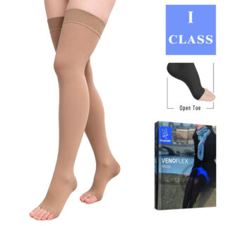 Панчохи компресійні 1 клас (18-21 mmHg) Venoflex Micro  з відкритим носком, карамельні, стандартні