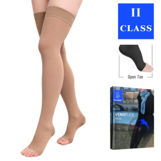 Панчохи компресійні 2 клас (23-32 mmHg) Venoflex Micro з відкритим носком, карамельні, стандартні