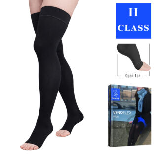 Панчохи компресійні 2 клас (23-32 mmHg) Venoflex Micro з відкритим носком, чорні, стандартні