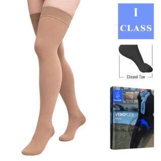 Панчохи компресійні 1 клас (18-21 mmHg) Venoflex Micro з закритим носком, карамельні, стандартні