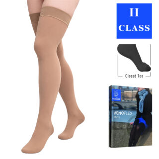 Панчохи компресійні 2 клас (23-32 mmHg) Venoflex Micro з закритим носком, карамельні, стандартні