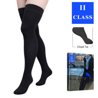 Панчохи компресійні 2 клас (23-32 mmHg) Venoflex Micro з закритим носком, чорні, стандартні