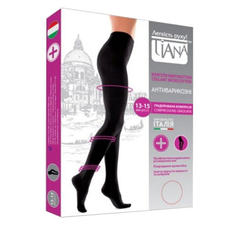 Колготки (профілактичні) антиварикозні з мікрокотоном Tiana 865, компресія 13-15мм рт.ст., 140D, бежеві