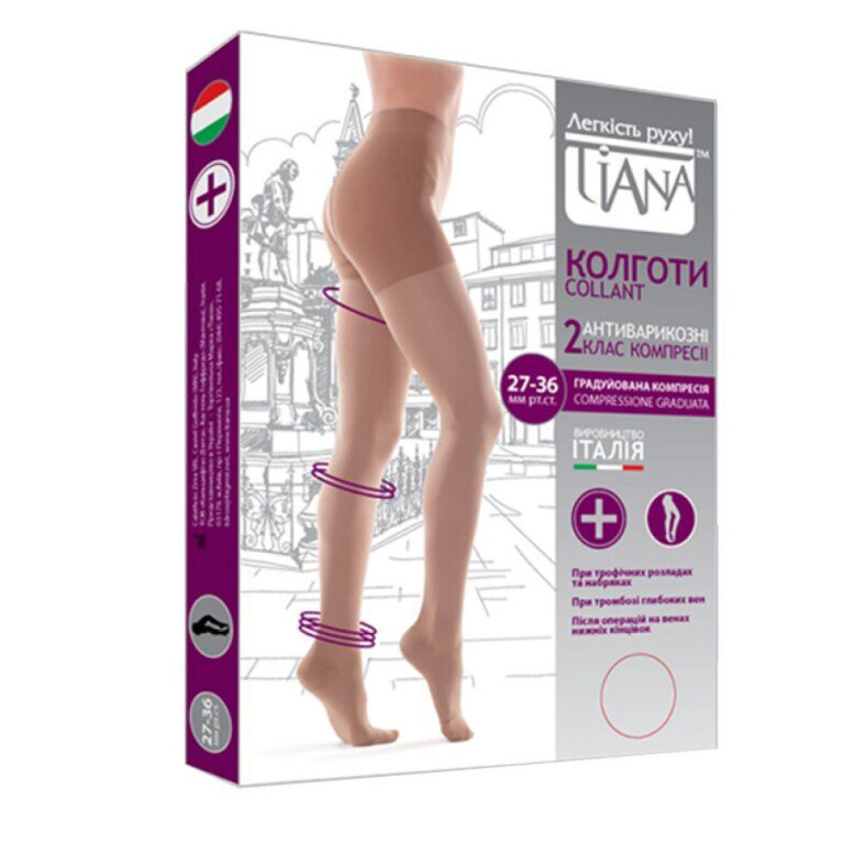 Колготки антиварикозні компресійні Tiana 895 (27-36 мм рт.ст.), 340 DEN, бежеві