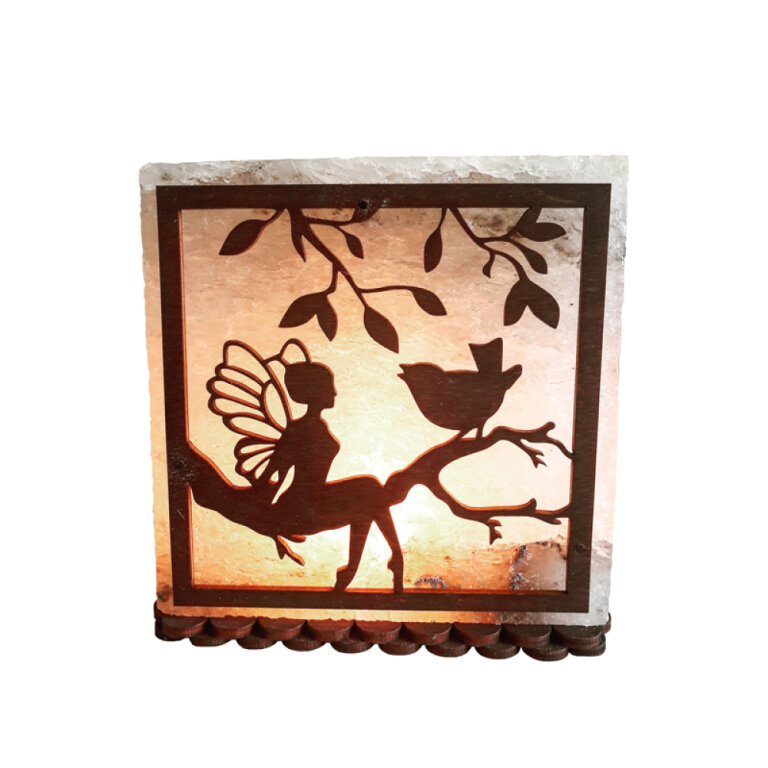 Солевая лампа "Фея с птичкой" 3-4кг