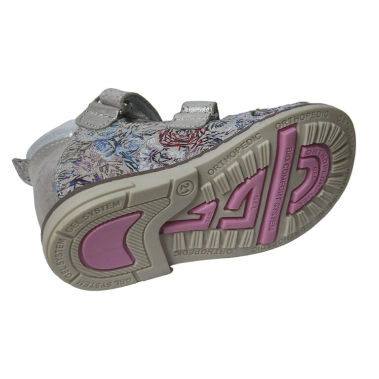 Детские Анатомические босоножки Ortomedica 1037-01 перламутровые розовые