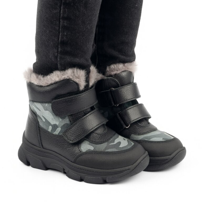 Дитячі Анатомічні черевики з хутром Ortomedica 361-04 сірі