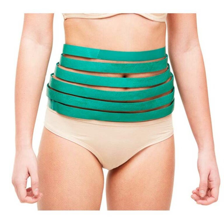 Чарівна стрічка Ляпко (1+1, 5-сегментна) 4,3 Ag, довжина без бинтрезини 4,86м, ширина 2,2 і 4,4 см (кожна стрічка 9 сегментів по 44 см), для обгортування спини, голови, рук, ніг, живота