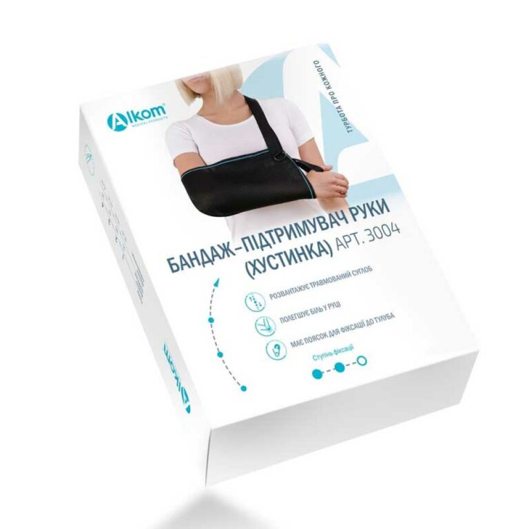 Бандаж для підтримки руки Алком 3004 косинка, чорна