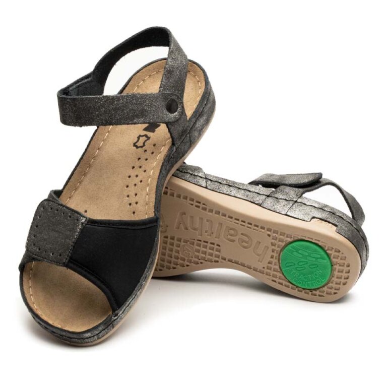 Анатомические босоножки Leon 965 черный глянец