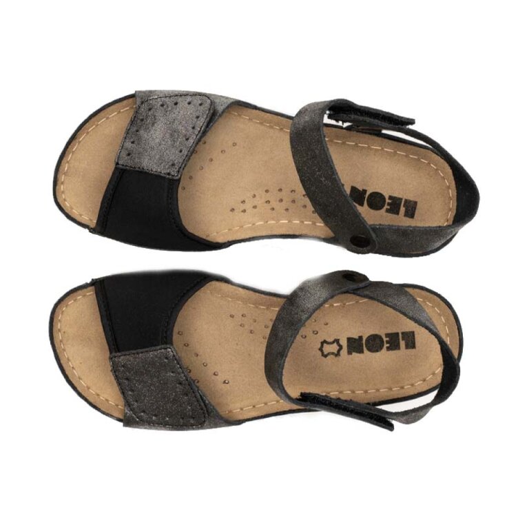 Анатомические босоножки Leon 965 черный глянец