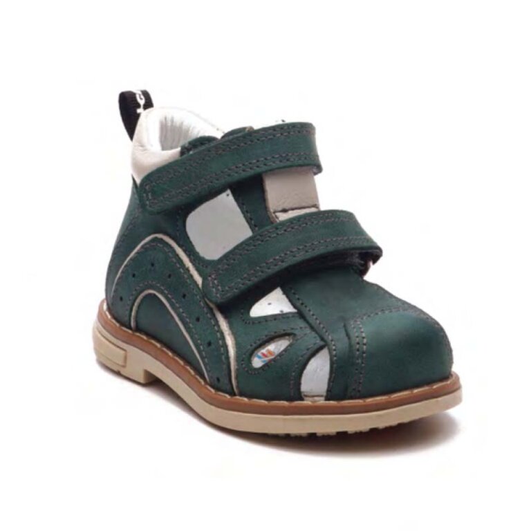 Босоніжки Анатомічні дитячі Ortomedica 1036-04 2 застібки, закриті, зелені