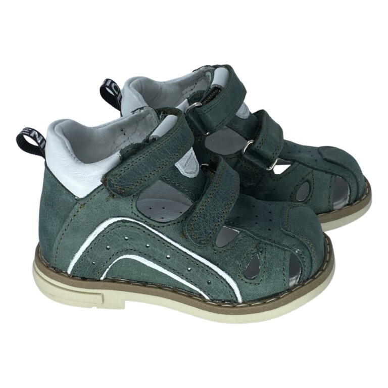 Босоніжки Анатомічні дитячі Ortomedica 1036-04 2 застібки, закриті, зелені