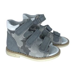 Анатомічні босоніжки дитячі Ortomedica 42-08 3 застібки, камуфляж сірі