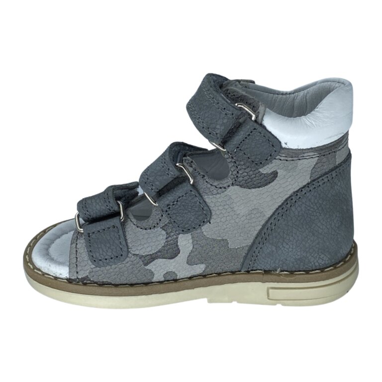 Анатомічні босоніжки дитячі Ortomedica 42-08 3 застібки, камуфляж сірі