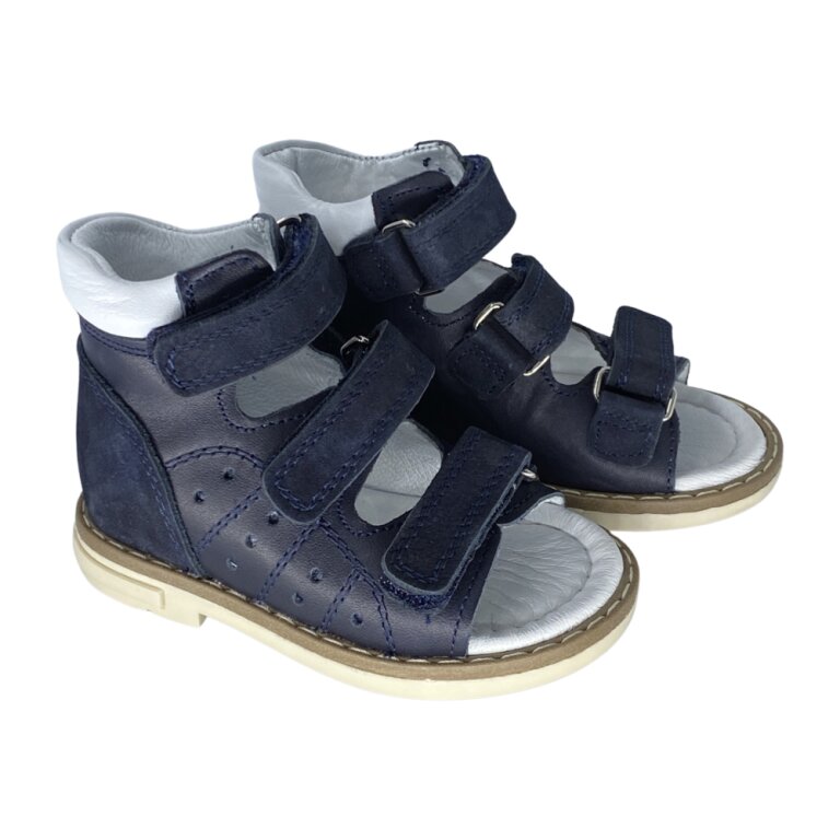 Анатомические босоножки детские Ortomedica 47-09 3 застежки, синие