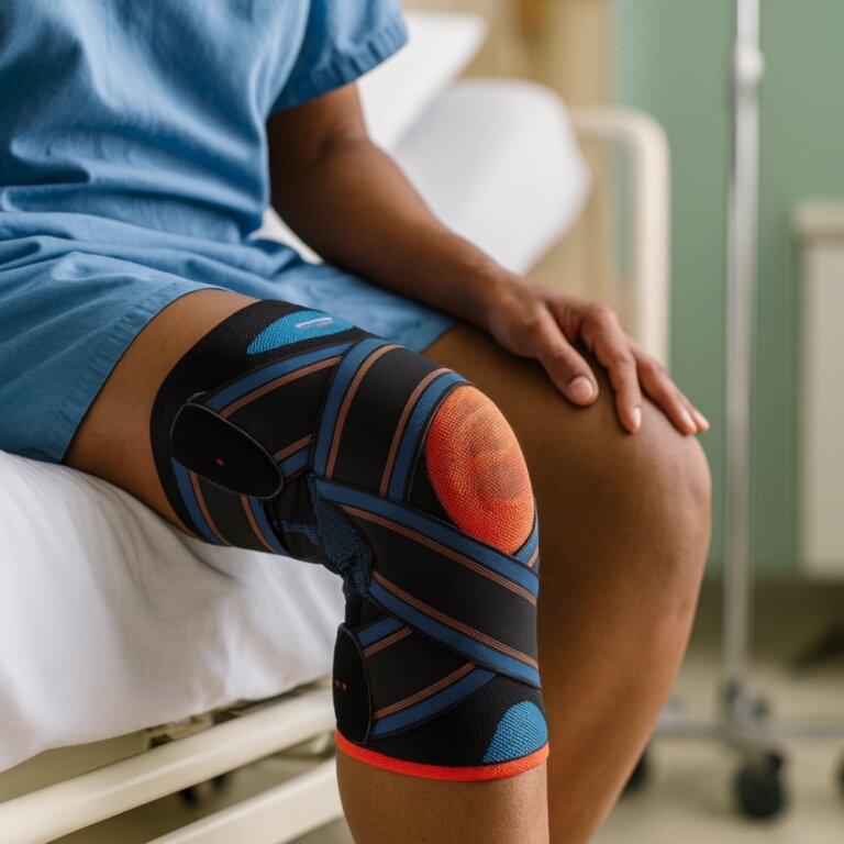 Бандаж на коліно при меніску Thuasne 0270 (Тюан 0270), компресійний наколінник при розриві зв'язок, при вивихах та підвивихах, фіксатор для колінного суглоба