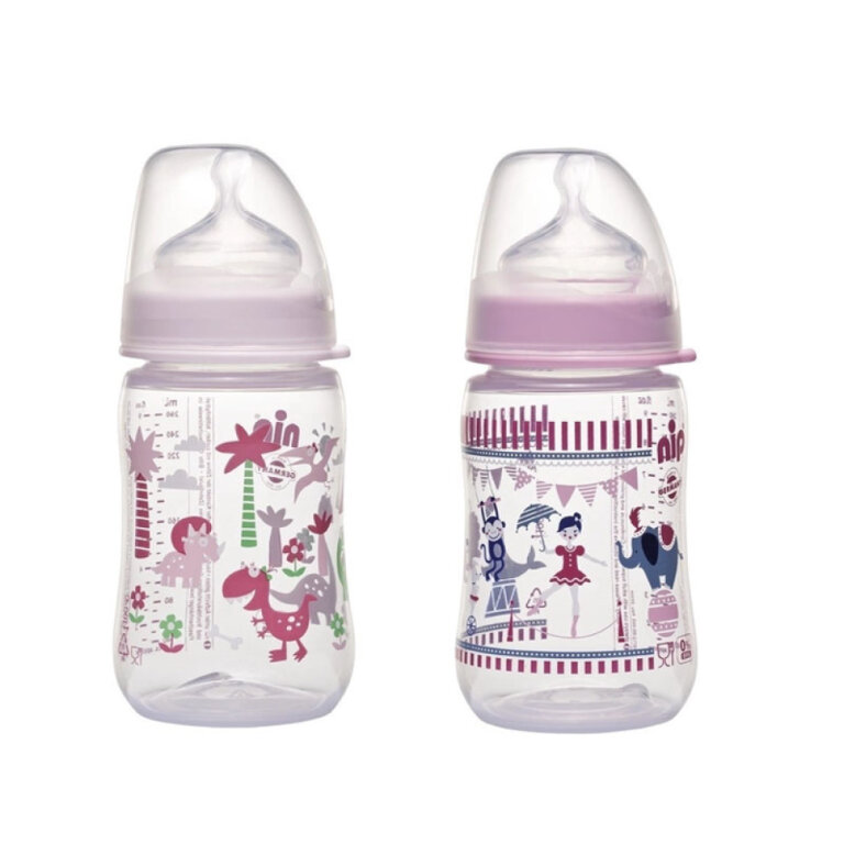 Бутылка NIP с широкой горловиной + соска с широким горлышком 35042 (260 мл) для девочек