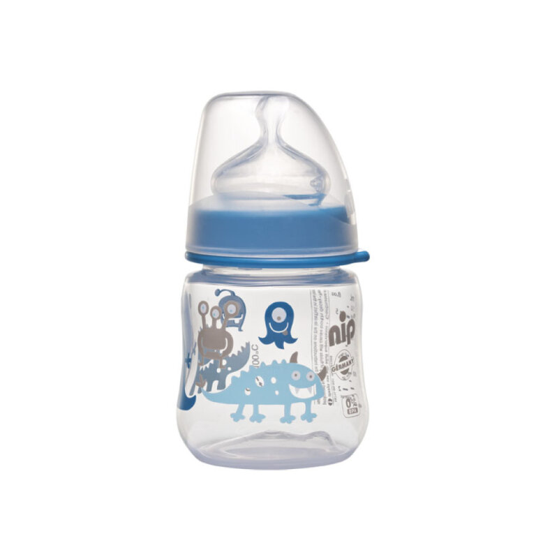 Бутылка NIP с широкой горловиной + соска с широким горлышком 35055 (150 мл)