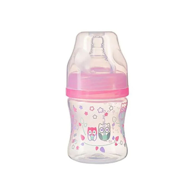 Бутылочка антиколиковая BabyOno с широким отверстием розовый 402/02 (120 мл)