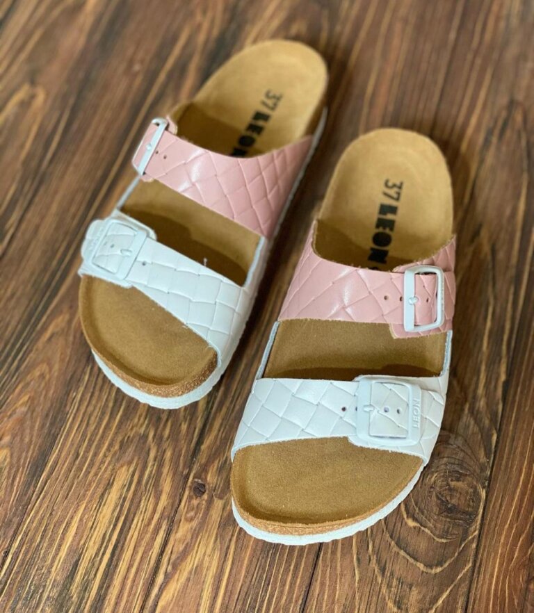 Шльопанці жіночі Leon 4011 рожево-білі