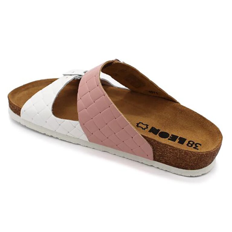 Шльопанці жіночі Leon 4011 рожево-білі