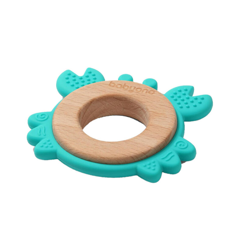 Прорезыватель для зубов BabyOno деревянно-силиконовый "Краб" голубой 1075/02