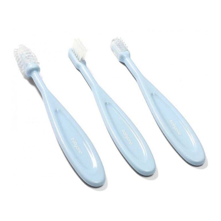 Зубные щеточки набором BabyOno голубой 550/02 (3 шт)