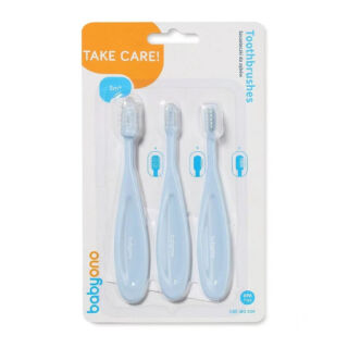 Зубные щеточки набором BabyOno голубой 550/02 (3 шт)