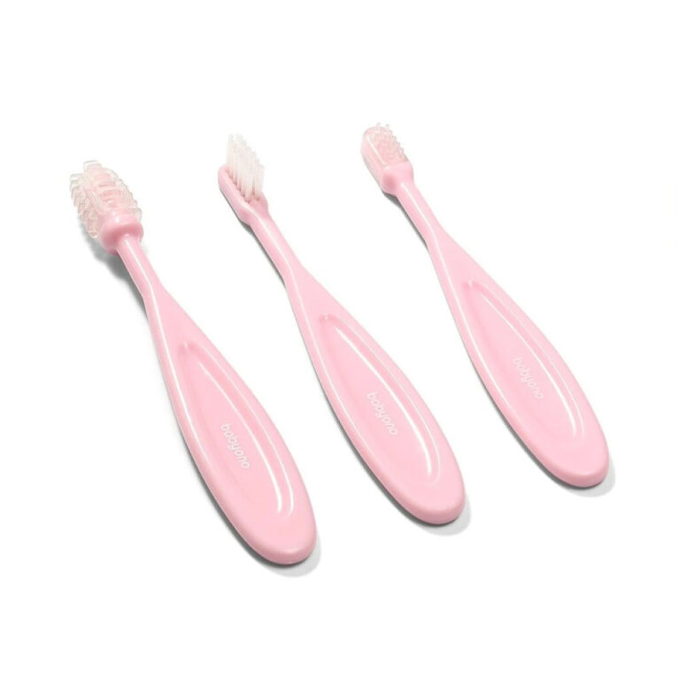 Зубные щеточки набором BabyOno розовый 550/01 (3 шт)