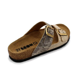 Шлепанцы женские Leon 4011 золотистая змея