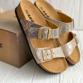 Шлепанцы женские Leon 4011 золотистая змея