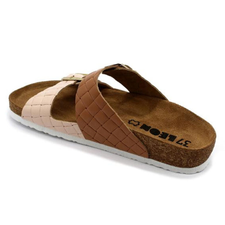 Шлепанцы женские Leon 4011 коричнево-пудровый