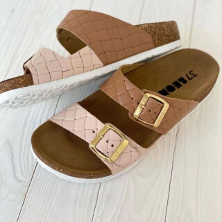 Шлепанцы женские Leon 4011 коричнево-пудровый