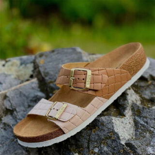 Шлепанцы женские Leon 4011 коричнево-пудровый