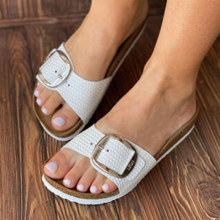 Шлепанцы женские Leon 4020 белый плетеный