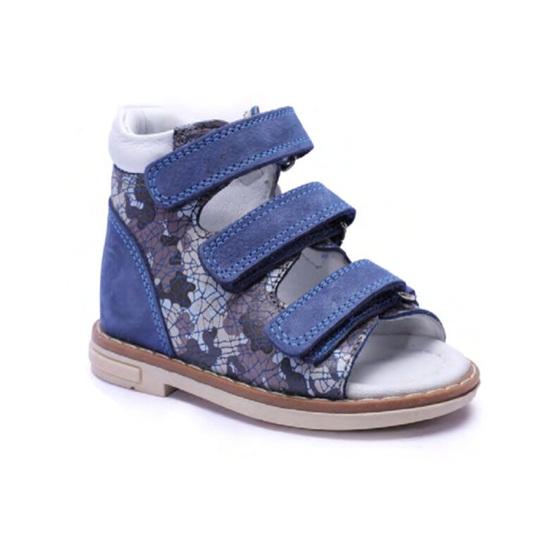 Анатомические детские босоножки Ortomedica 42-02 3 застежки, синие