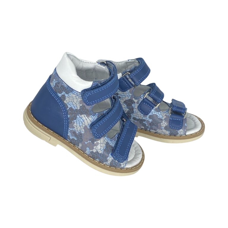 Анатомические детские босоножки Ortomedica 42-02 3 застежки, синие