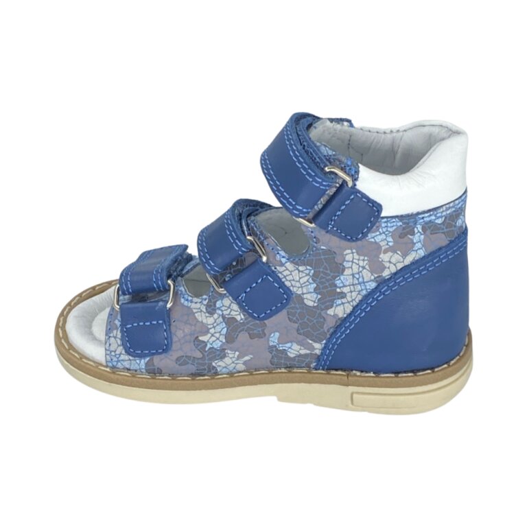 Анатомические детские босоножки Ortomedica 42-02 3 застежки, синие