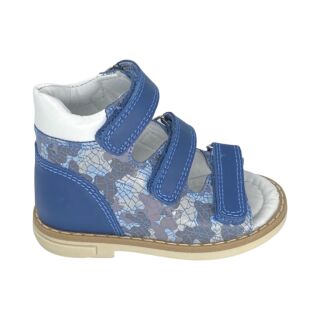 Анатомические детские босоножки Ortomedica 42-02 3 застежки, синие