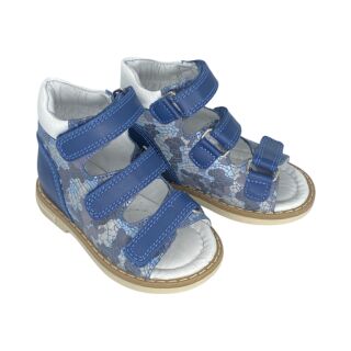 Анатомические детские босоножки Ortomedica 42-02 3 застежки, синие